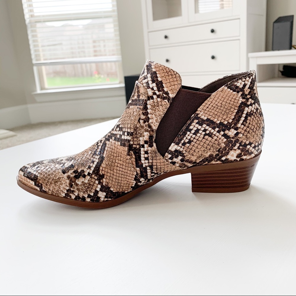 Qupid Brown Snake Print Short Boots - Picture 3 of 9